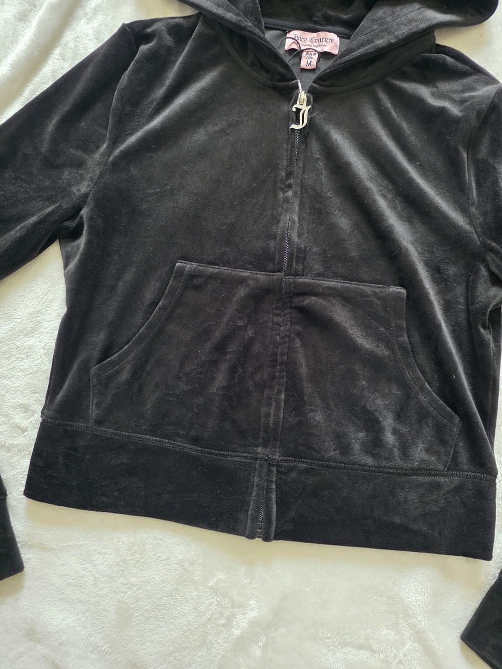 NWT Juicy Couture OG Bling Liquorice Black Velour Tracksuit Set Rhinestone Logo - Picture 9 of 15